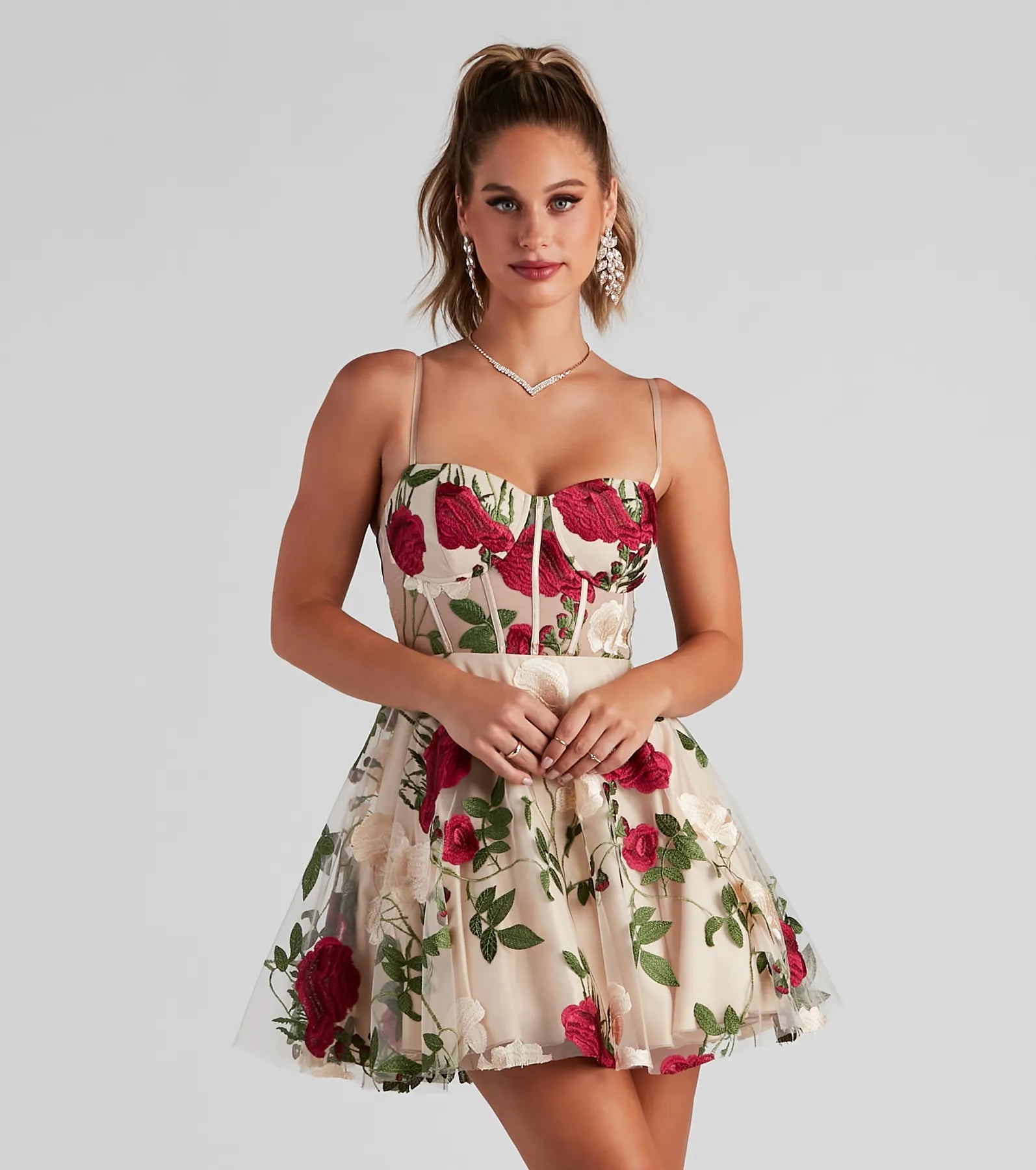 Mini dresses with gathered skirts for a voluminous effect Darcie Floral Bustier Party Dress Mini dresses with gathered skirts for a voluminous effect Darcie Floral Bustier Party Dress
