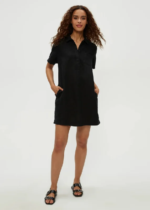 Pleated Casual Dresses for a Structured Look​ Michael Stars Ola Utility Dress-Black