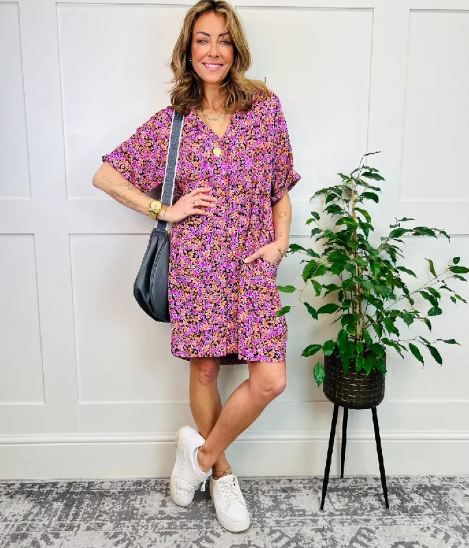 Neon - Colored Casual Dresses for a Trendy Look​ Ditsy Floral Shirt Dress