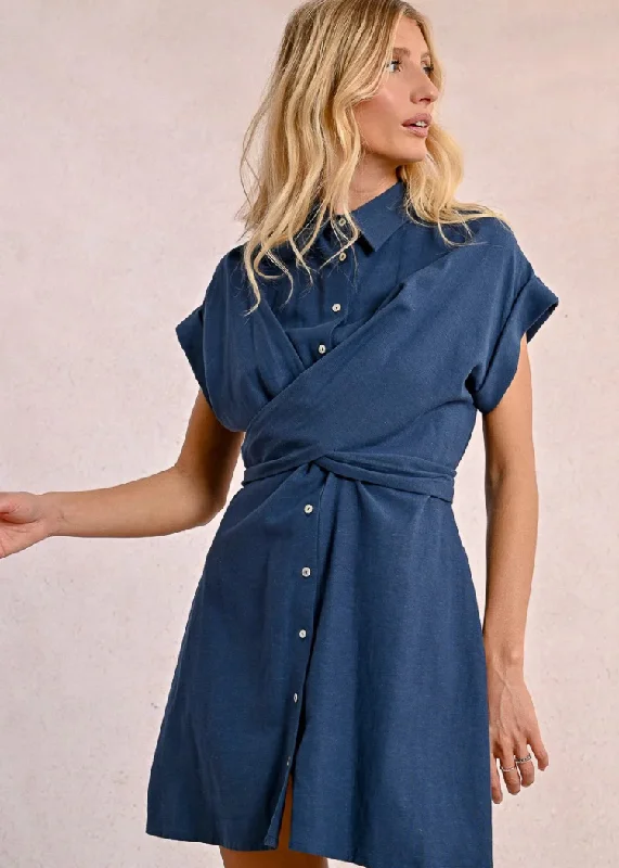 Weekend - Wear Casual Dresses for a Laid - Back Look Molly Bracken Penny Tie Back Utility Dress- Navy Blue Weekend - Wear Casual Dresses for a Laid - Back Look Molly Bracken Penny Tie Back Utility Dress- Navy Blue