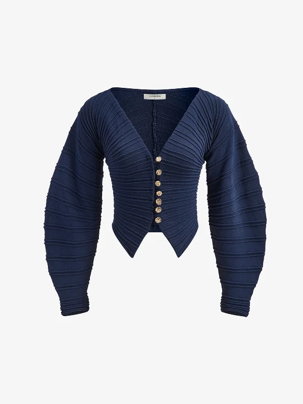 Bamboo - Fiber Casual Dresses for an Eco - Friendly Option​ Pebble Pleated Button Knit Top