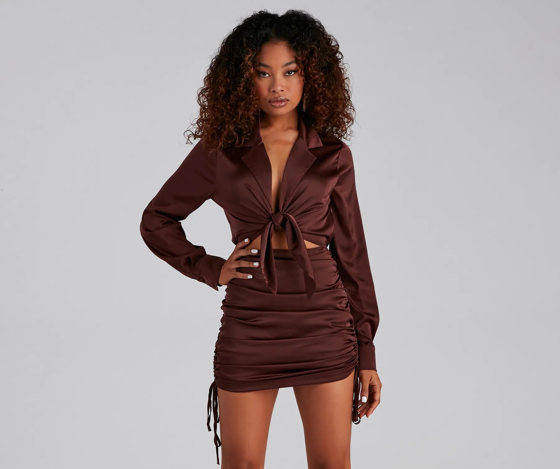 Mini dresses with belted waists for a defined silhouette Endlessly Chic Satin Mini Dress