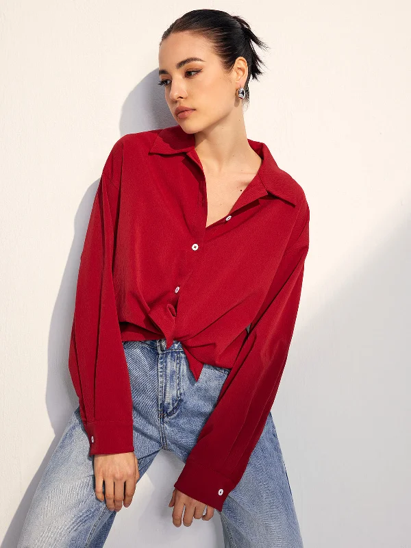 Neon - Colored Casual Dresses for a Trendy Look​ Oversized Solid Lapel Button Draped Shirt