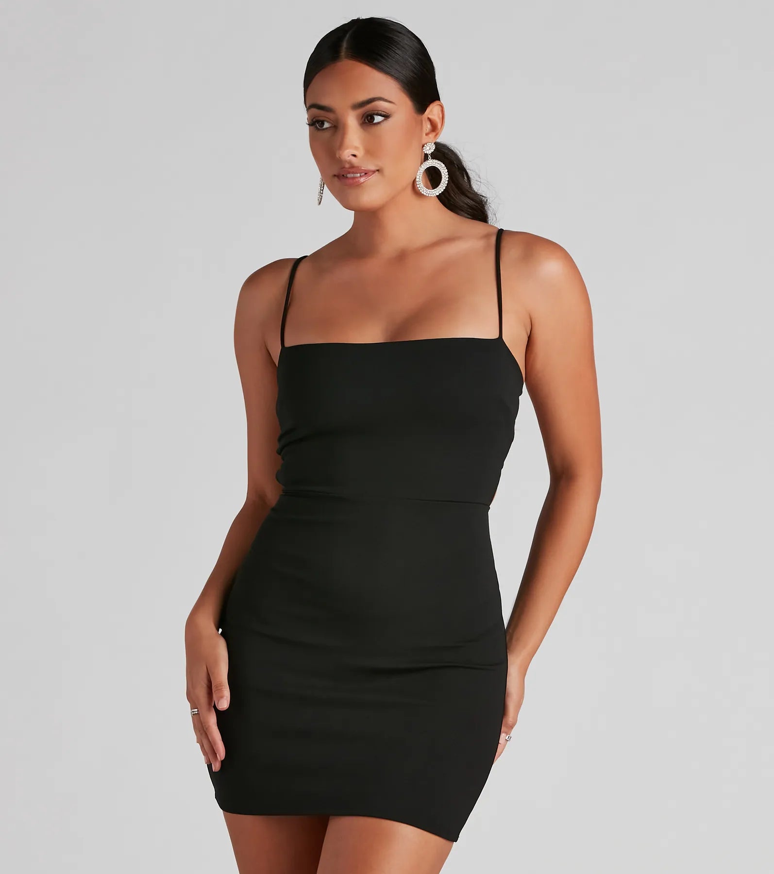 Mini dresses with mesh panels for a sexy and trendy look Made My Mark Crepe Mini Dress