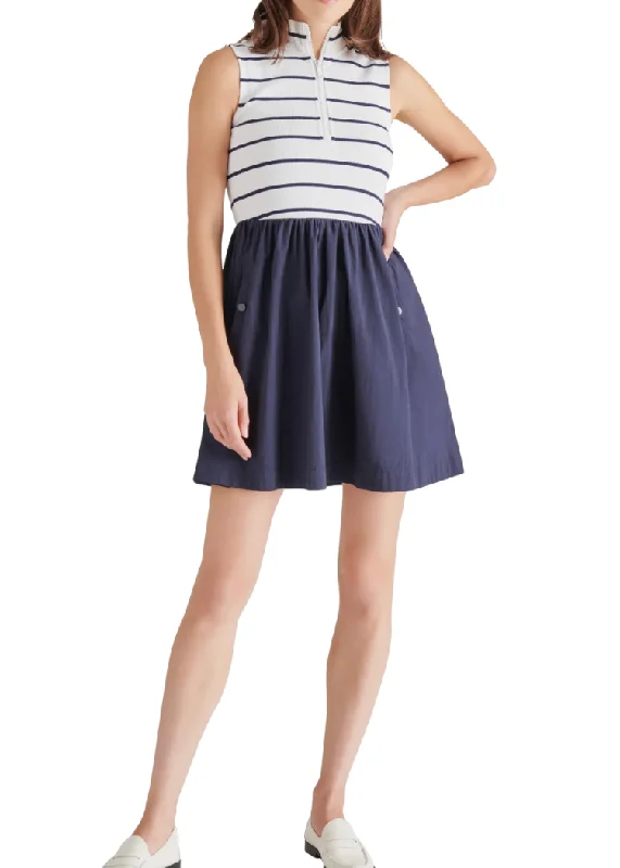 Boho Style Casual Dresses with Fringe Details​ Steve Madden Lyon Dress- Navy Stripe