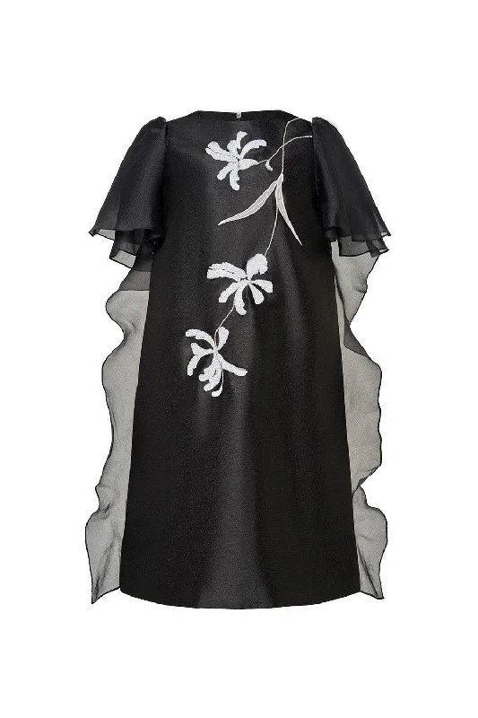 Work - from - Home Casual Dresses for Comfort and Style Crystal Tunic Flutter Sleeved Taffeta Knee-length Dress Work - from - Home Casual Dresses for Comfort and Style Crystal Tunic Flutter Sleeved Taffeta Knee-length Dress