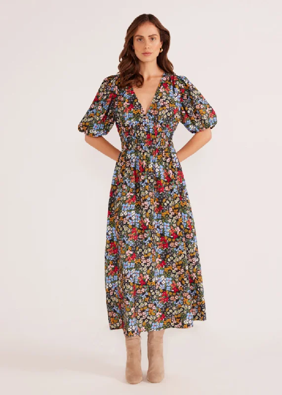 Recycled - Material Casual Dresses for Sustainability MINKPINK Josie Puff Sleeve Midi Dress ***FINAL SALE*** Recycled - Material Casual Dresses for Sustainability MINKPINK Josie Puff Sleeve Midi Dress ***FINAL SALE***