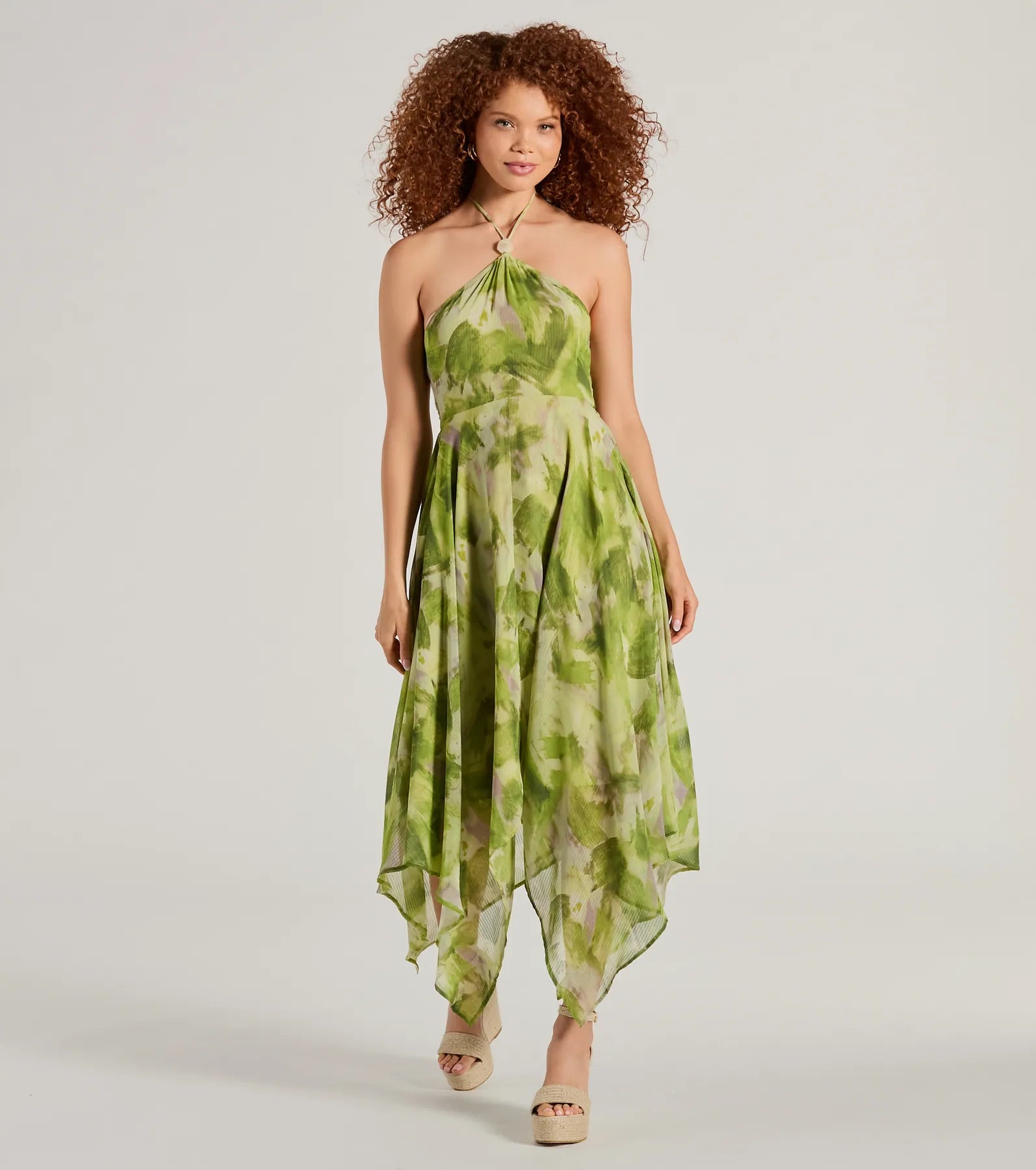 Stretchable Casual Dresses for a Flexible Fit Dreamy Muse Watercolor Chiffon Flowy Midi Dress Stretchable Casual Dresses for a Flexible Fit Dreamy Muse Watercolor Chiffon Flowy Midi Dress