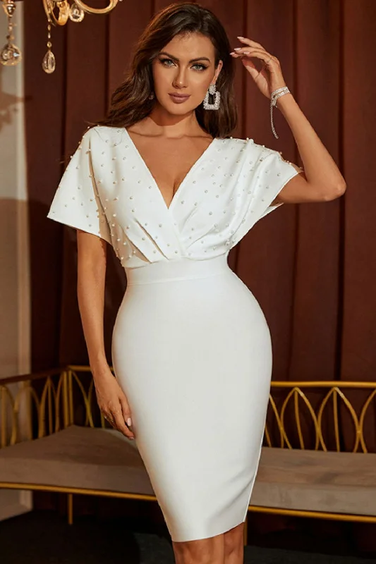 Cotton mini dresses for a comfortable everyday option Beaded Dolman Sleeve Surplice Sexy Elegant Bodycon Dress Cotton mini dresses for a comfortable everyday option Beaded Dolman Sleeve Surplice Sexy Elegant Bodycon Dress