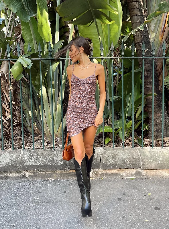 Child - Sized Casual Dresses with Cute Designs​ Motel Tintin Dress Flower Garden Brown