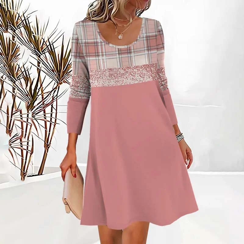 Mini dresses with polka dot patterns Casual Plaid Dress