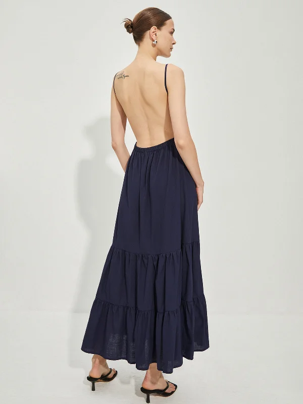 Travel - Friendly Casual Dresses for Comfort on the Go​ Cotton Backless Cami Dress