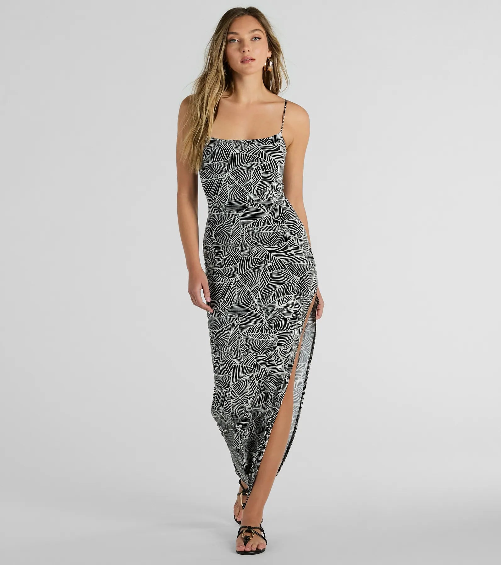 Plus - Size Casual Dresses for a Comfortable Fit Miami Nights Sleeveless Tropical Slit Maxi Dress Plus - Size Casual Dresses for a Comfortable Fit Miami Nights Sleeveless Tropical Slit Maxi Dress