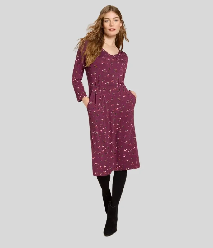 Stretchable Casual Dresses for a Flexible Fit​ Tallie Plum Print Midi Dress