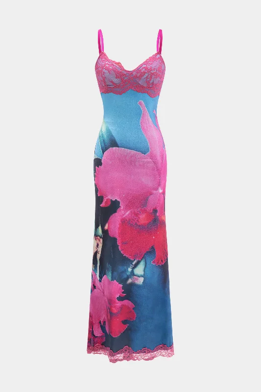 Celebrity - Inspired Casual Dresses for a Fashionable Look​ Floral Print Patchwork Sleeveless Midi Dress