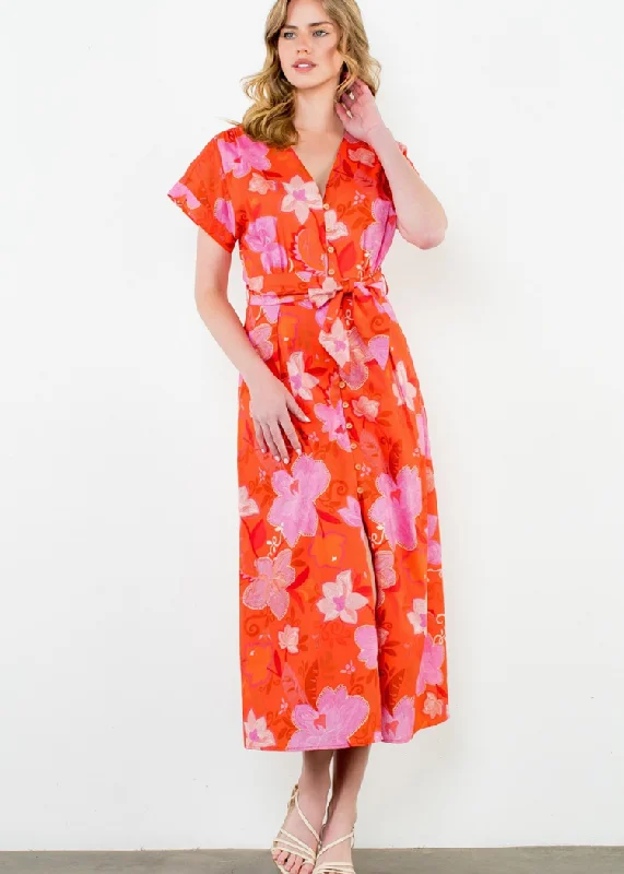 Party Casual Dresses for a Night Out​ THML Kelly Floral Dress- Red