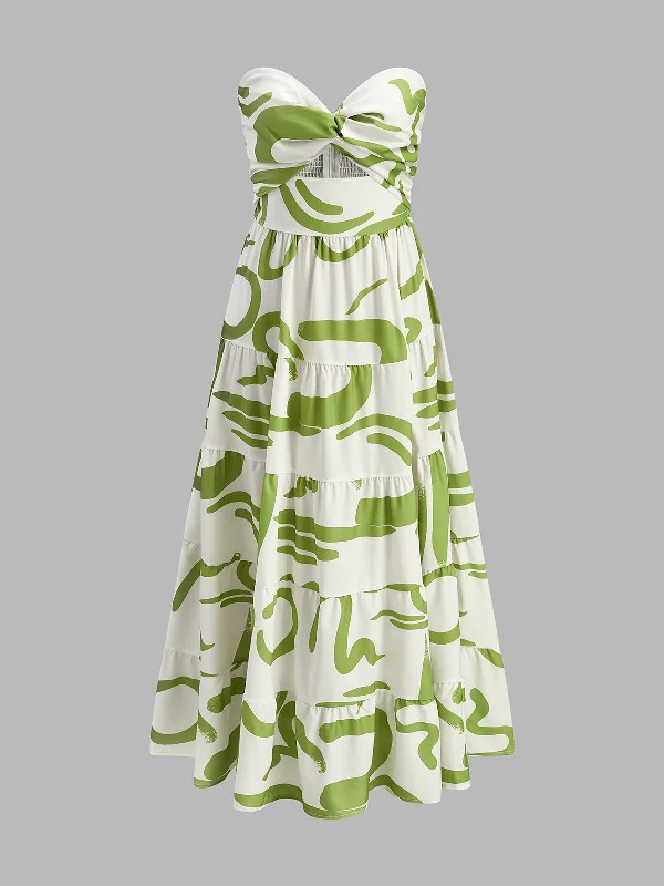 Button - Down Casual Dresses for a Classic Vibe​ Twist Front Strapless Pleated Dress