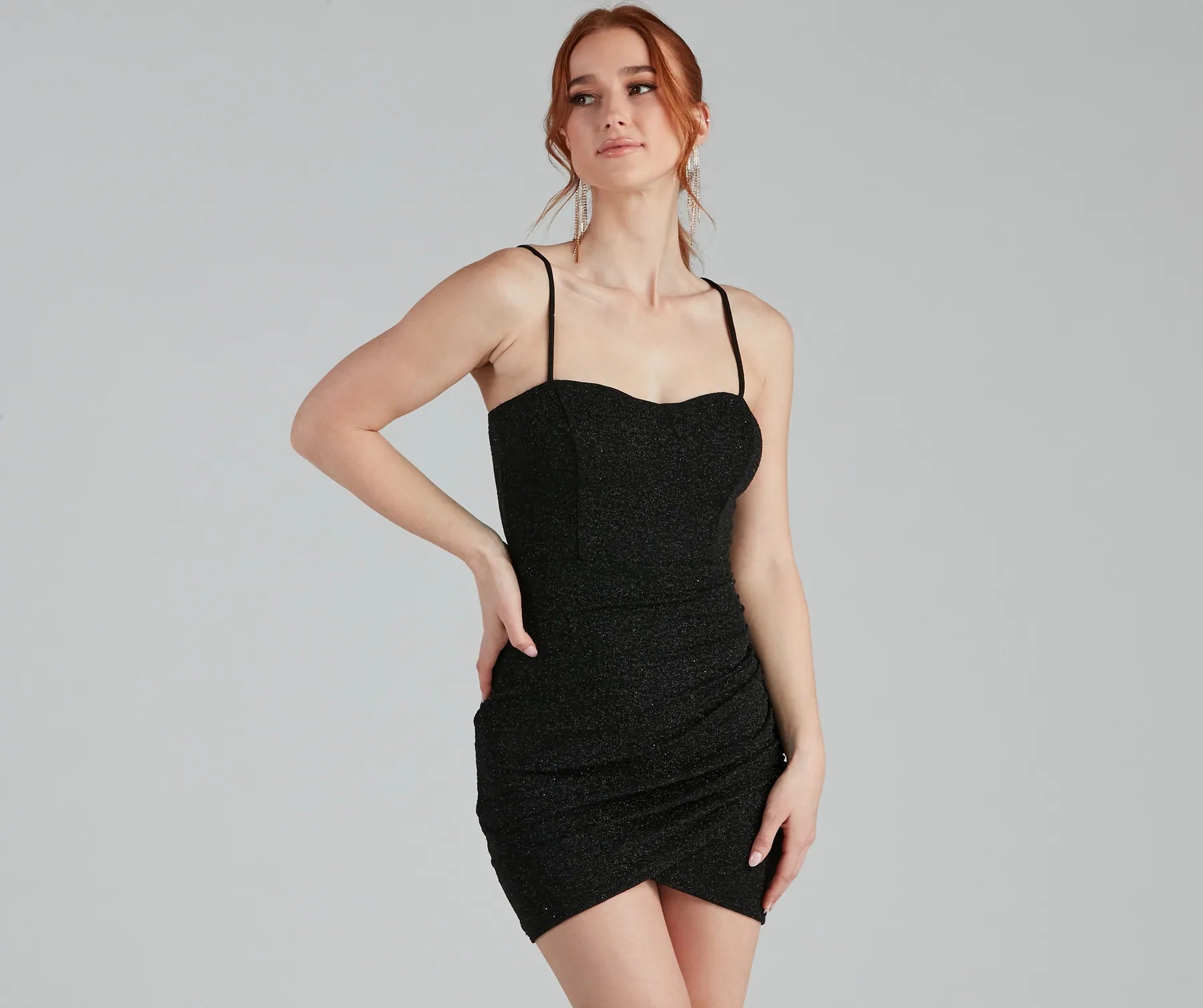 Satin Casual Dresses with a Shiny Finish​ Let It Glitz Glitter Sweetheart Mini Dress