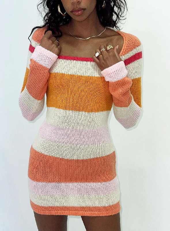 Lace - Trimmed Casual Dresses for a Delicate Touch​ Ania Mini Dress Orange / Pink Multi