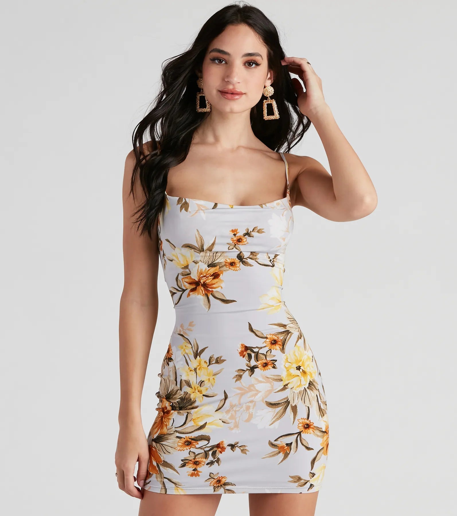 Mini dresses with side slits for a sexy appeal Sweet Floral Knit Mini Dress