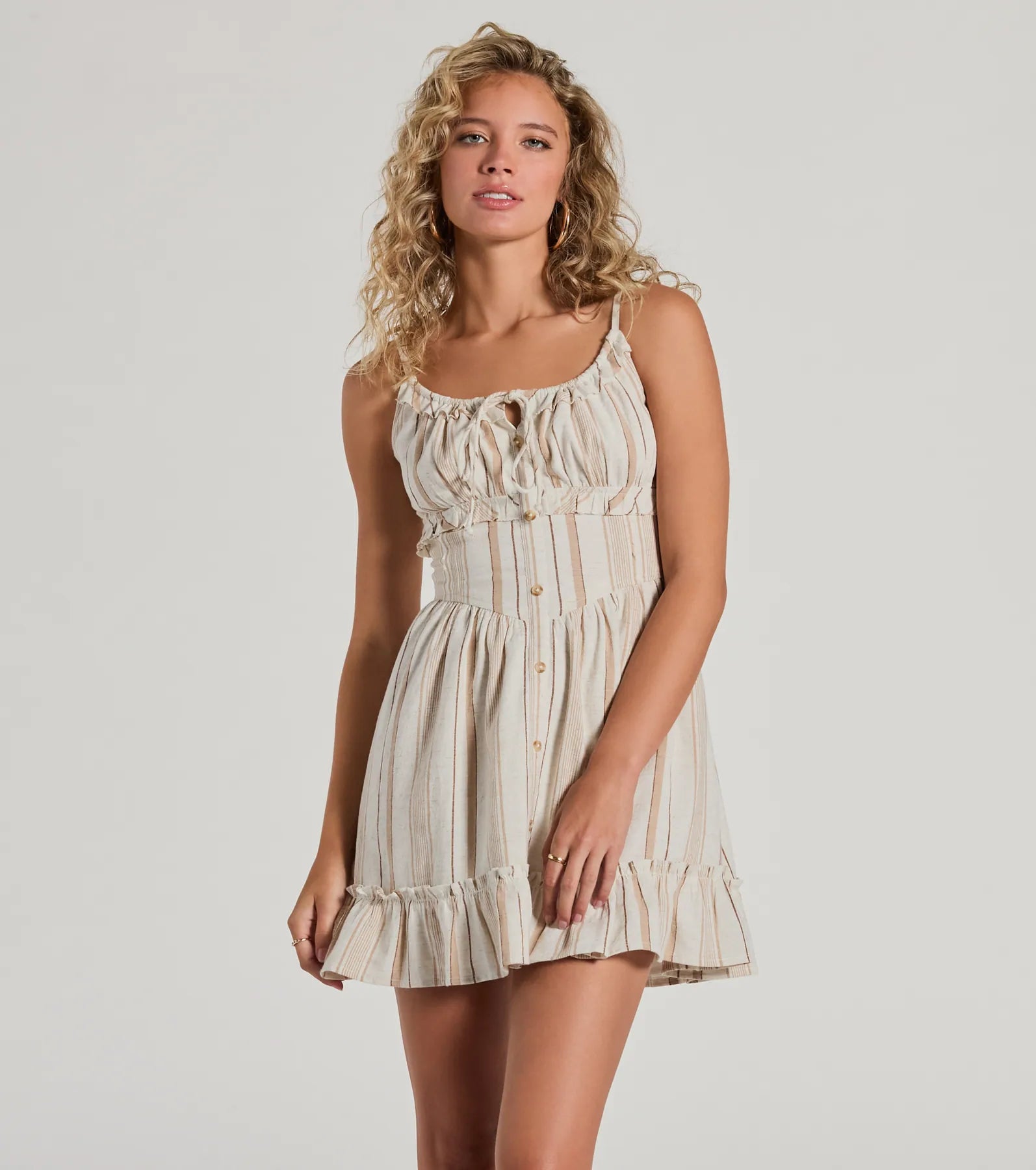Maternity Casual Dresses for Pregnant Women Cute Style Button Ruffled Striped Linen Skater Dress Maternity Casual Dresses for Pregnant Women Cute Style Button Ruffled Striped Linen Skater Dress