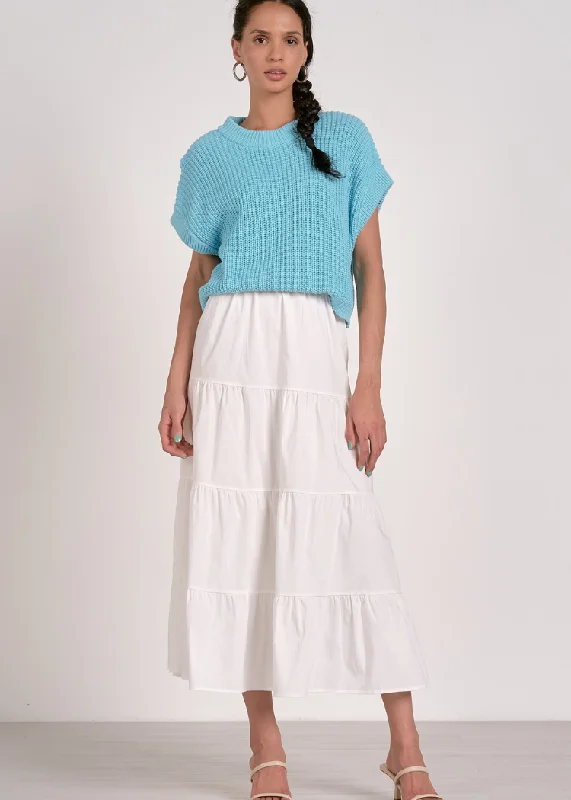 DIY - Inspired Casual Dresses with Customizable Elements​ Elan Harper Midi Dress- White Aqua