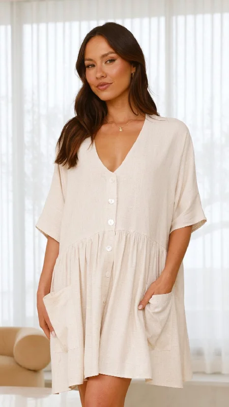 Mini dresses with wrap - around styles Leah Mini Dress - Natural
