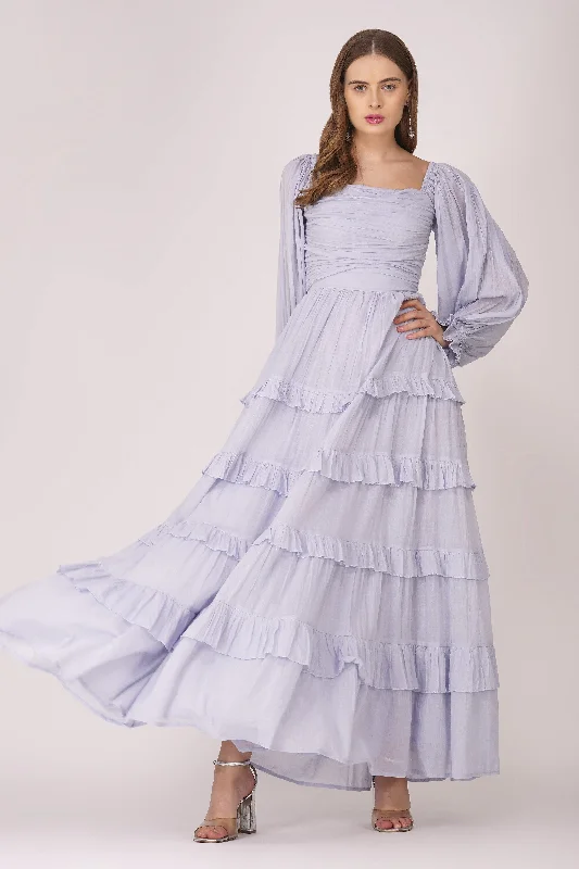 Cotton - Linen Blend Casual Dresses​ Lane Cotton Maxi Dress in Blue