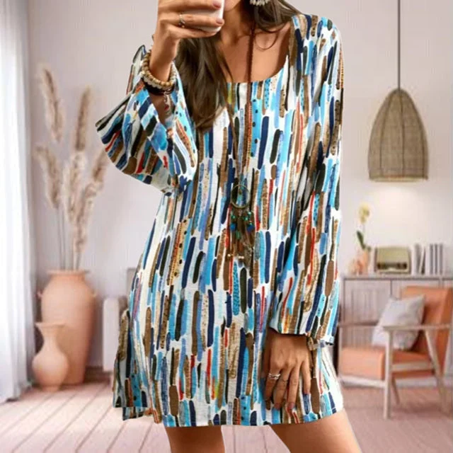 Mini dresses with beaded embellishments for a fancy event Colorful Print Casual Dress
