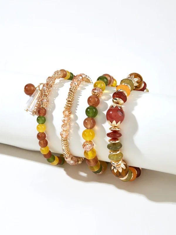 Denim Casual Dresses for a Casual and Durable Option 4PCS Artificial Crystal Beaded Bracelet Denim Casual Dresses for a Casual and Durable Option 4PCS Artificial Crystal Beaded Bracelet