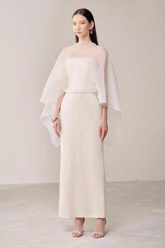 Rayon Casual Dresses for a Soft Feel Rusian Sheath Cape Shoulder Organza Cotton Ankle Length Dress Rayon Casual Dresses for a Soft Feel Rusian Sheath Cape Shoulder Organza Cotton Ankle Length Dress