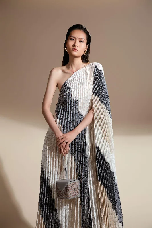 Neon - Colored Casual Dresses for a Trendy Look​ Ellison Pleated Flared Brocade Maxi Dress