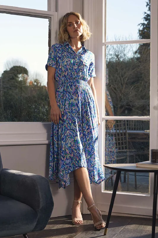 Sleep - Wear Inspired Casual Dresses for a Cozy Feel​ Printed Asymmetric Midi Dress
