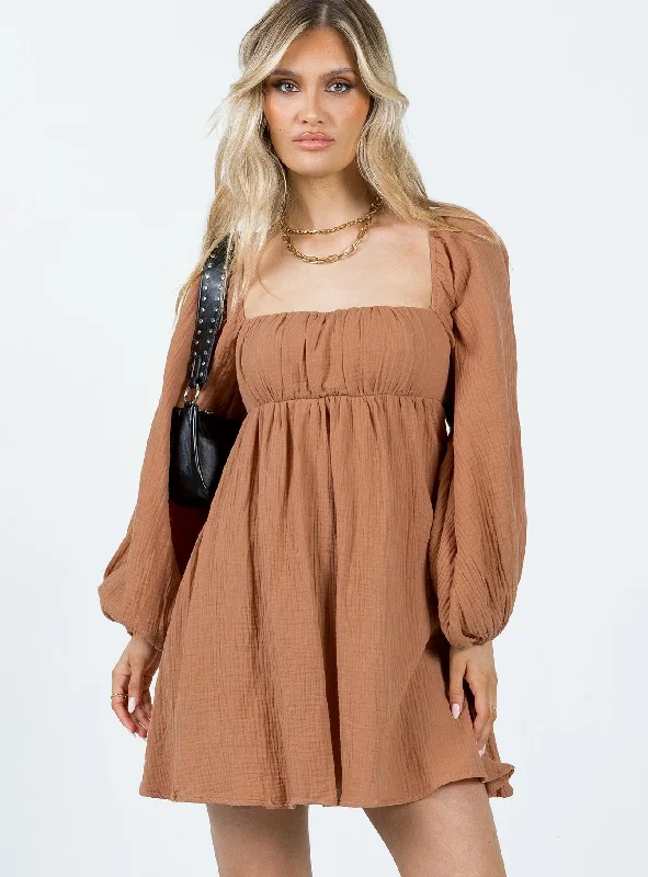 Sun - Protective Casual Dresses for Outdoor Activities Let's Dance Mini Long Sleeve Dress Rust Sun - Protective Casual Dresses for Outdoor Activities Let's Dance Mini Long Sleeve Dress Rust