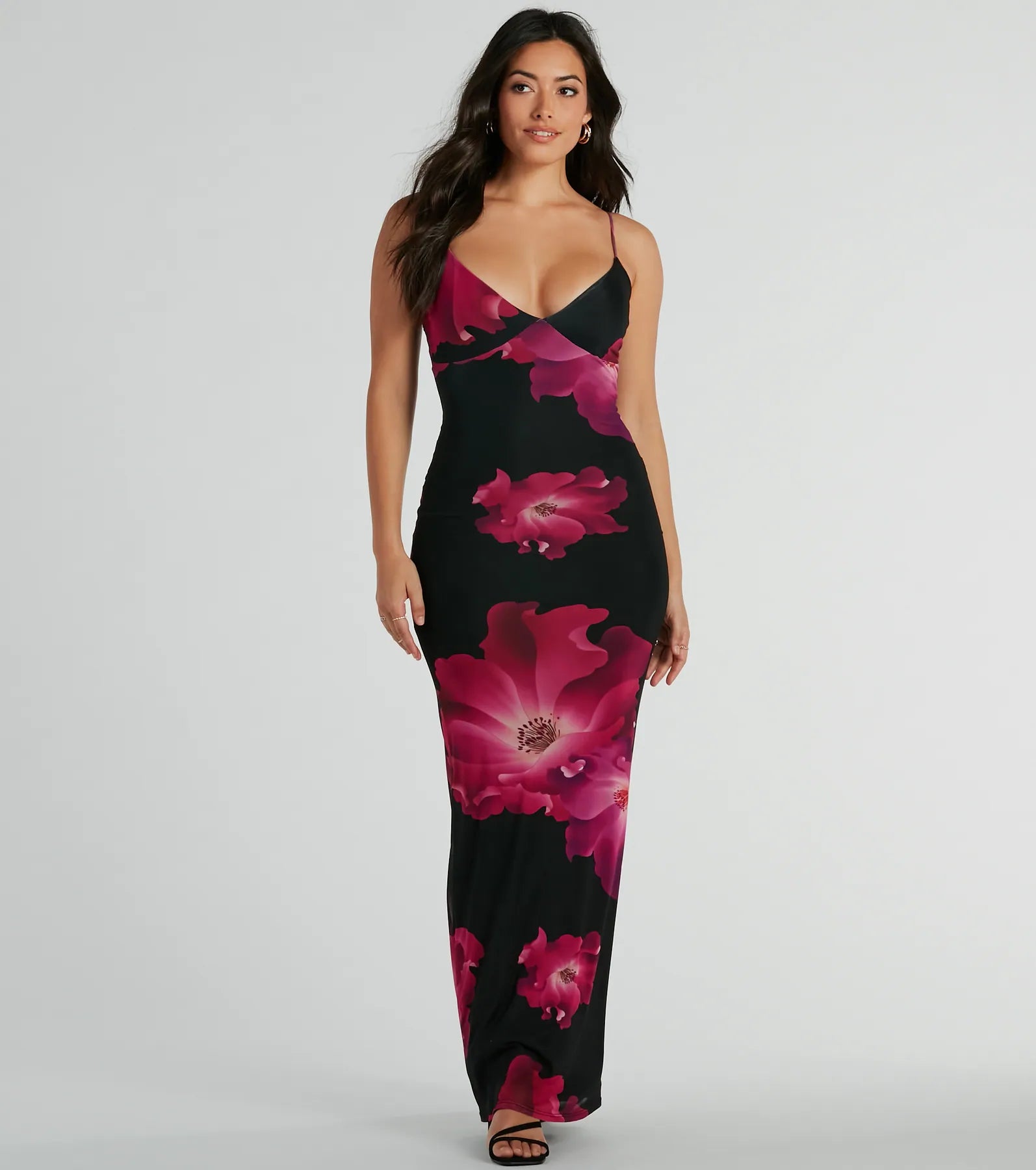 Satin Casual Dresses with a Shiny Finish​ Romance That Wows Large Blossom Floral Maxi Dress