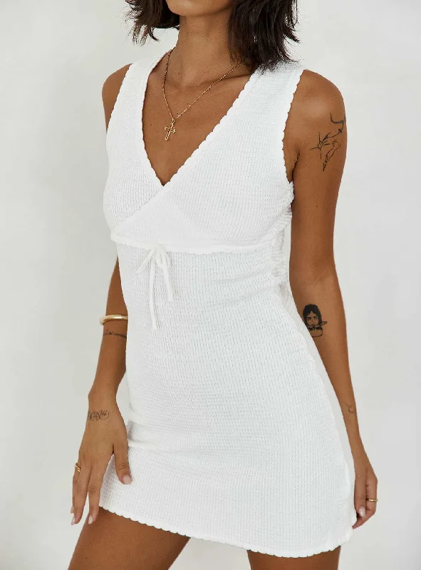 Mini dresses with pom - pom trims for a playful feel Bernier Mini Dress White