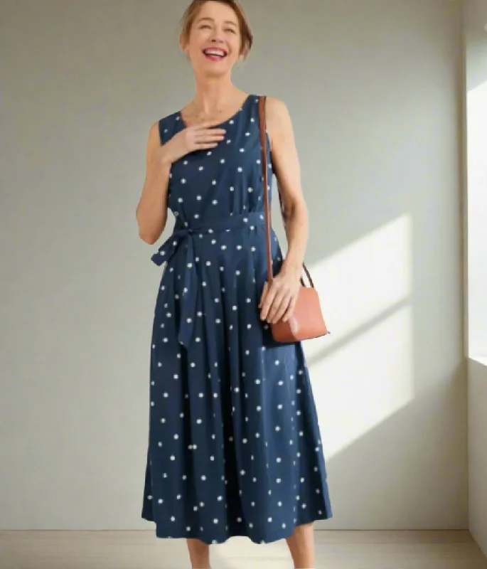 Jewelry - Complementary Casual Dresses for a Complete Look​ Navy Polka Dot Belle Dress