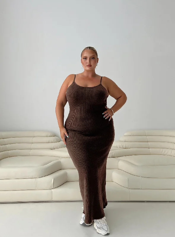 Metallic - Accented Casual Dresses for a Shiny Finish​ Kattan Maxi Dress Chocolate Curve
