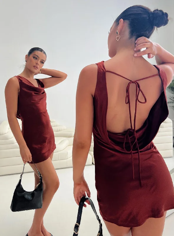 Mini dresses with polka dot patterns Millstone Mini Dress Burgundy