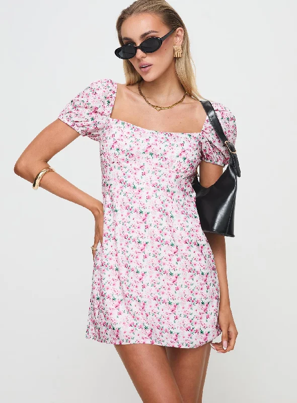 Spring - Season Casual Dresses in Fresh Colors​ Hollen Mini Dress White Floral