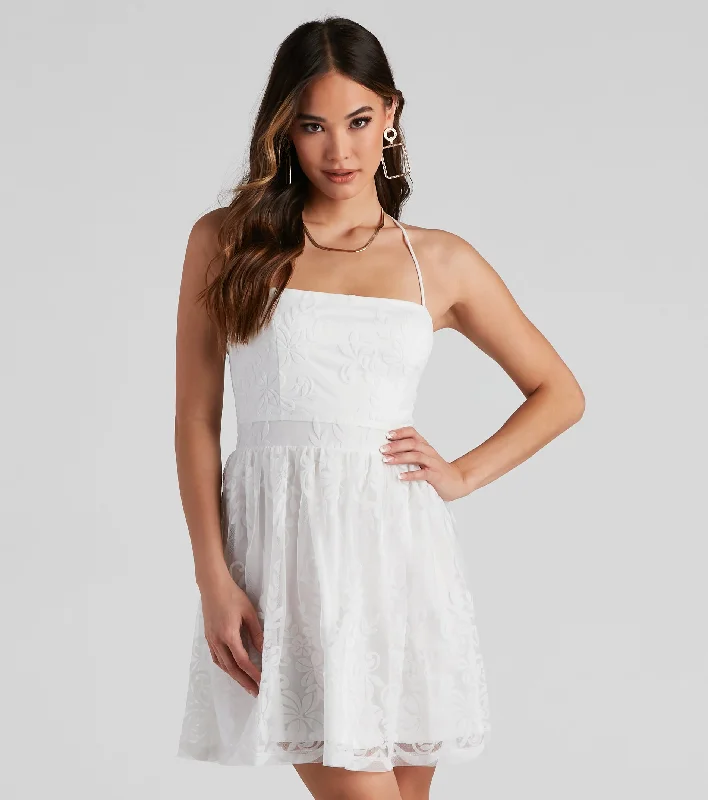 Mini dresses with halter necks for a stylish choice Willa Flocked Velvet Party Dress Mini dresses with halter necks for a stylish choice Willa Flocked Velvet Party Dress