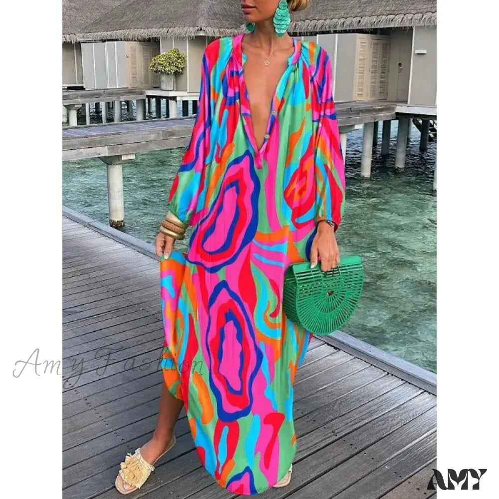 Modal Casual Dresses in Smooth Textures Amy Fashion - Sexy Beach Party Loose Vintage Boho Dress Modal Casual Dresses in Smooth Textures Amy Fashion - Sexy Beach Party Loose Vintage Boho Dress