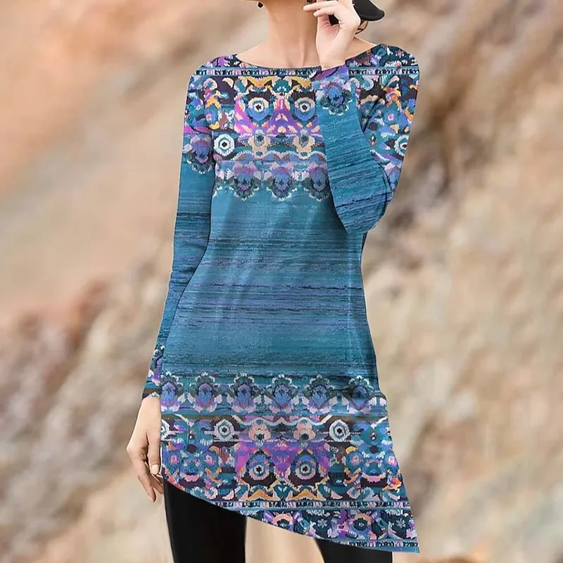 Polyester mini dresses for easy care Vintage Ethnic Irregular Dress
