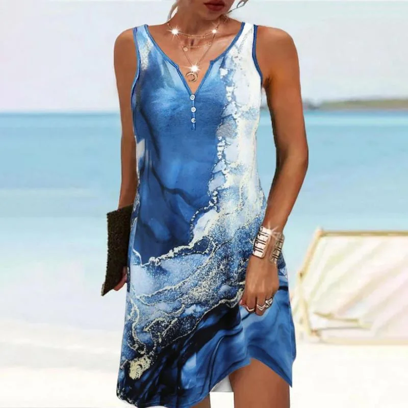 Mini dresses with off - the - shoulder styles Casual Gradient Beach Dress