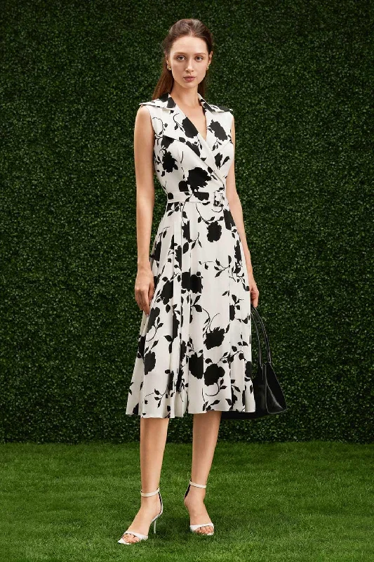 Summer - Appropriate Casual Dresses in Lightweight Materials Colette Pleated V-Neck Silk Calf Length Dress Summer - Appropriate Casual Dresses in Lightweight Materials Colette Pleated V-Neck Silk Calf Length Dress