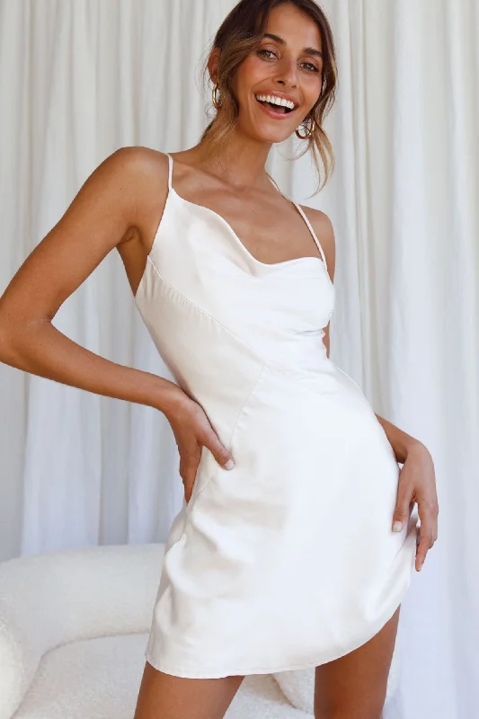 Mini dresses with high - low hems for a modern twist Sorrento Asymmetrical Neckline Mini Slip Dress Champagne Mini dresses with high - low hems for a modern twist Sorrento Asymmetrical Neckline Mini Slip Dress Champagne