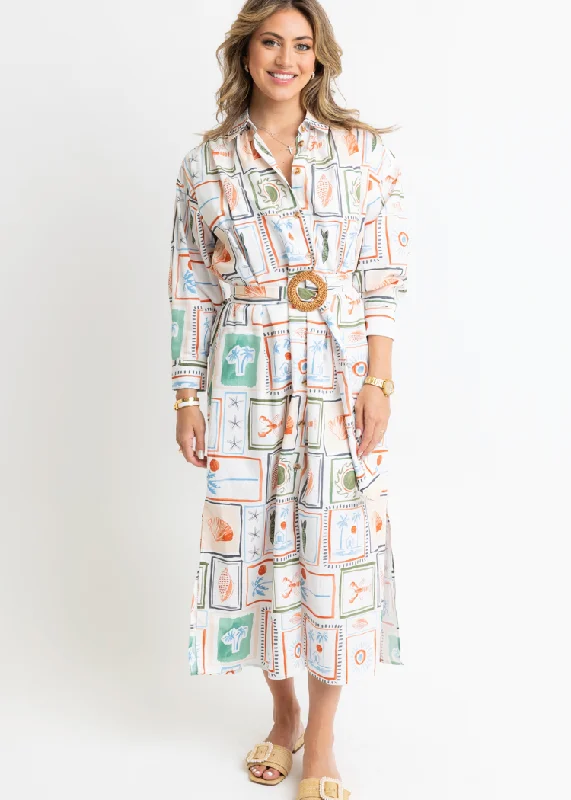 Scarf - Accented Casual Dresses for Added Style​ Karlie Capri Travel Print Shirt Dress