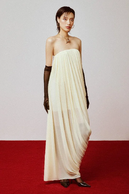 Maxi Casual Dresses for a Relaxed Look Netine Strapless Pleated Mesh Spandex Floor Length Dress Maxi Casual Dresses for a Relaxed Look Netine Strapless Pleated Mesh Spandex Floor Length Dress