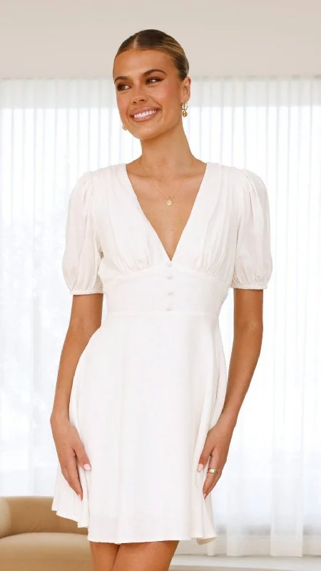 Mini dresses with button - down fronts Melea Mini Dress - White