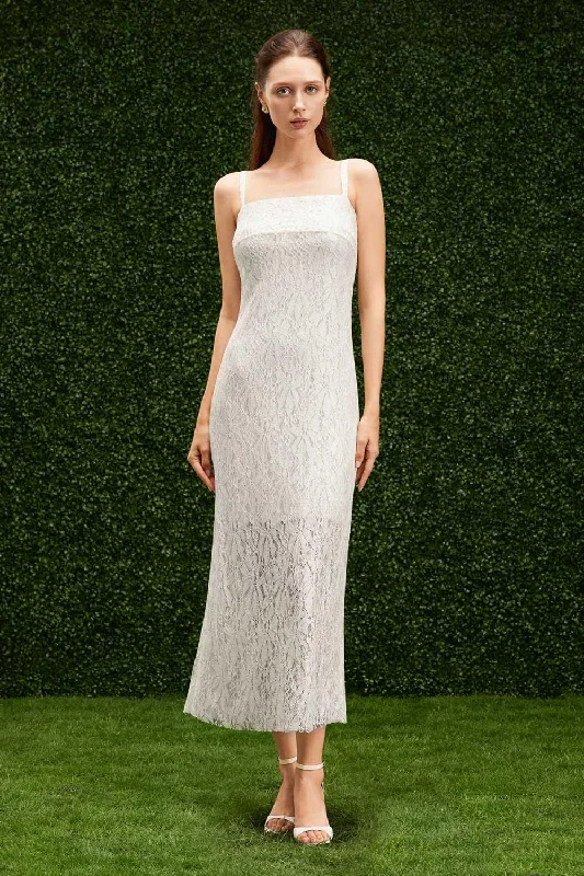 Velvet Casual Dresses for a Luxurious Look​ Angelica Sheath Strappy Lace Midi Dress